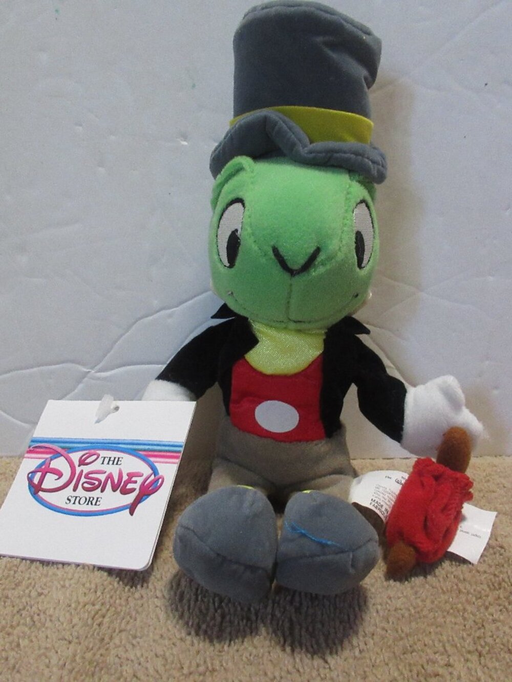 The Disney Store Jiminy Cricket 8" Mini Bean Bag NWT